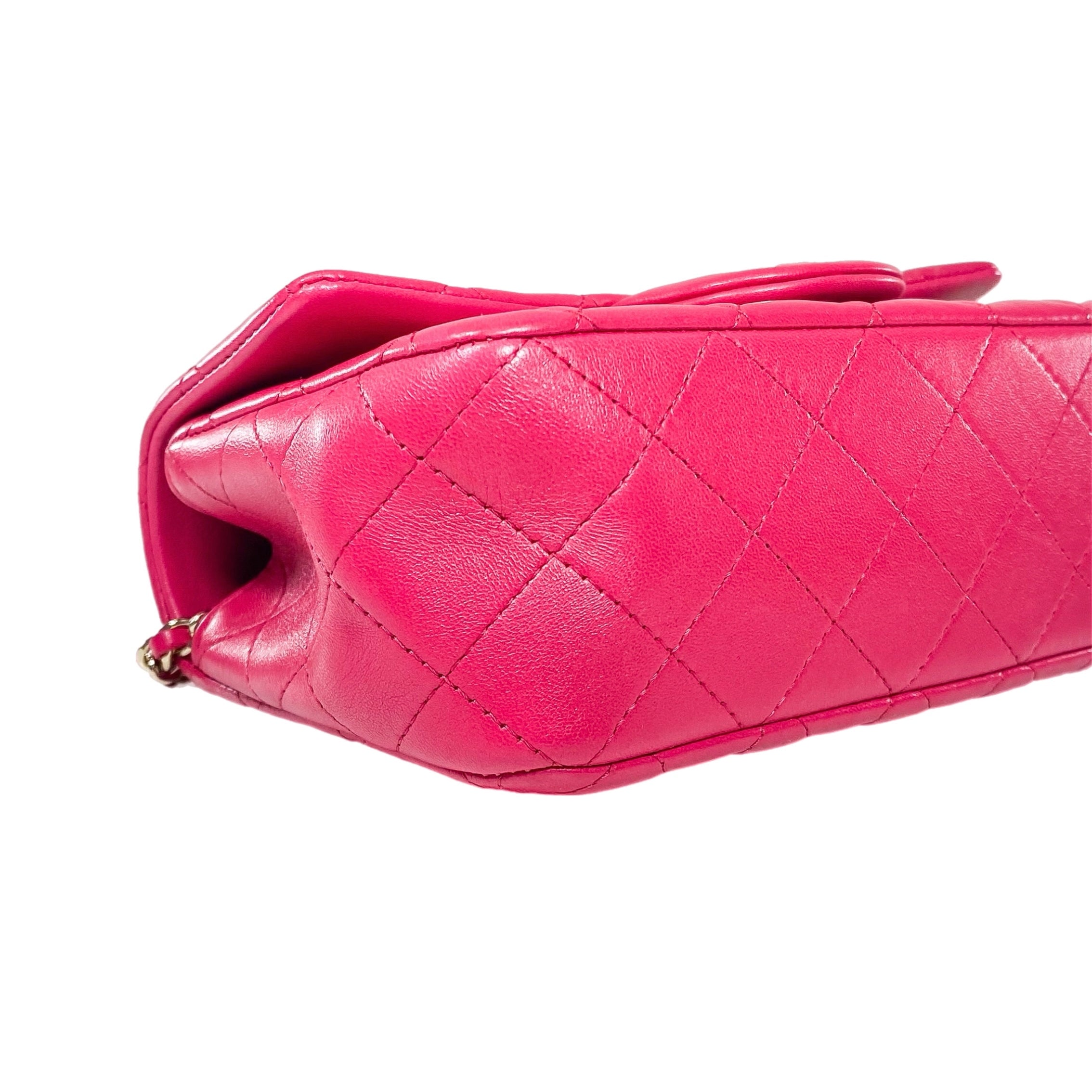 Chanel Dark Pink Mini Top Handle Rectangle Flap Bag