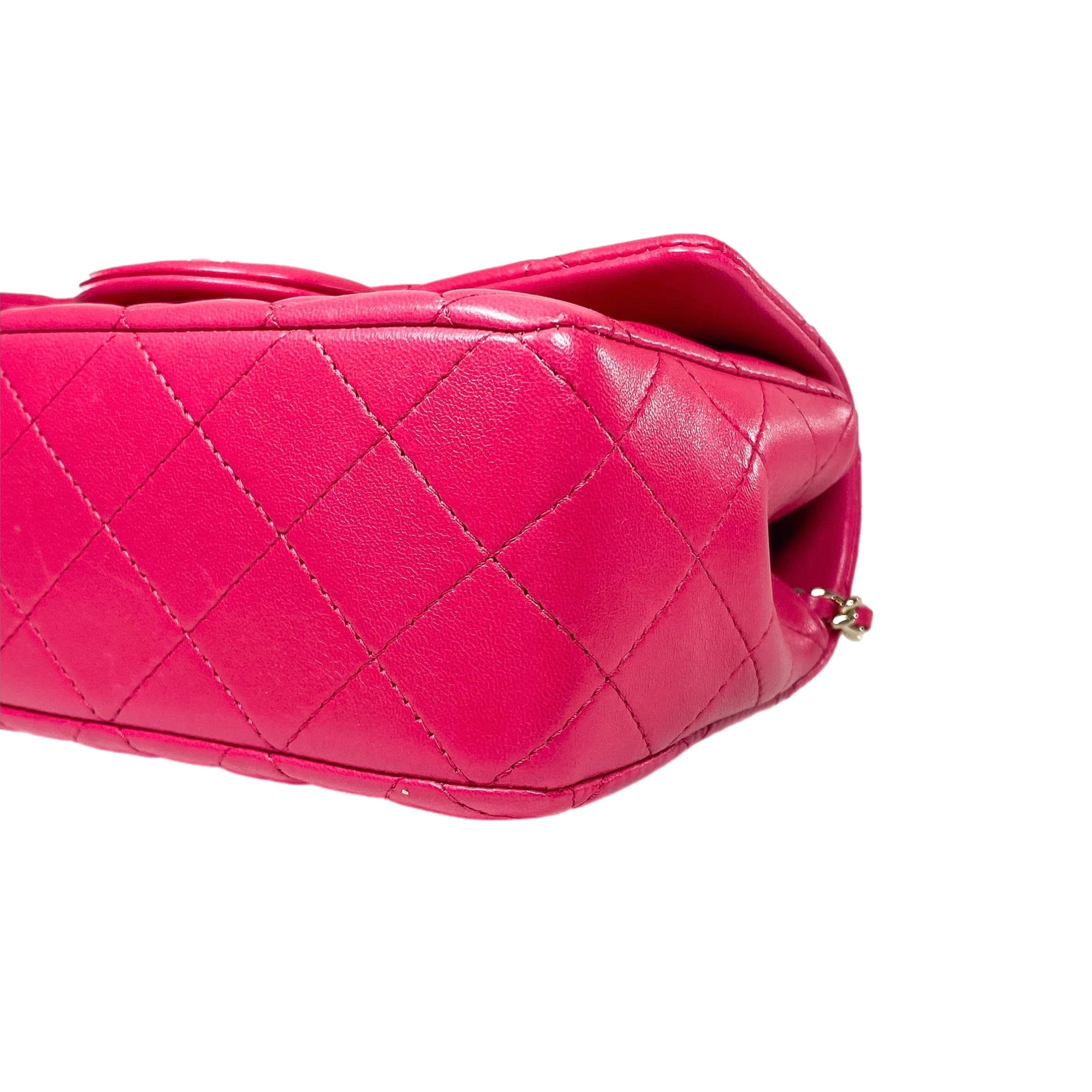 Chanel Dark Pink Mini Top Handle Rectangle Flap Bag