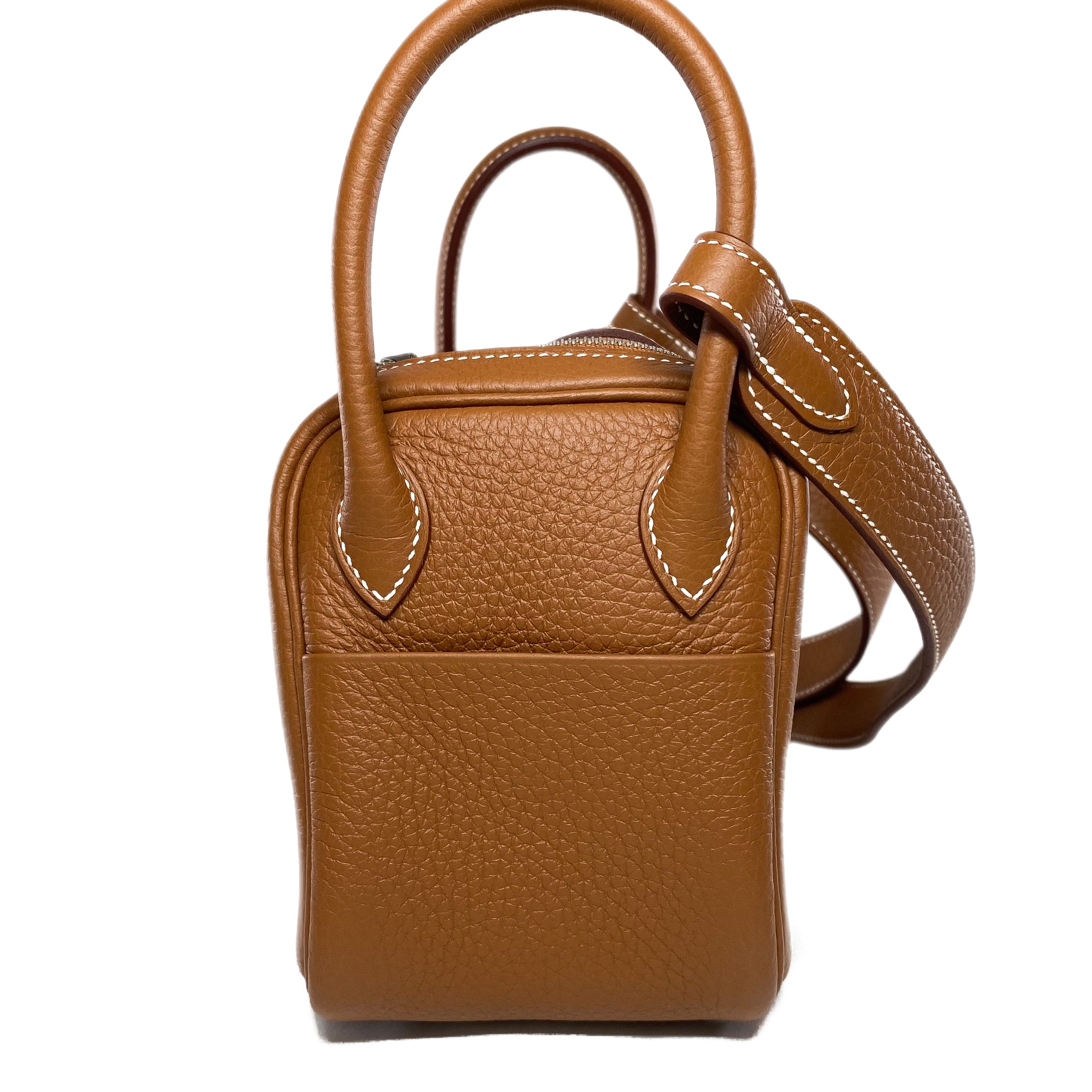 Hermes Mini Lindy Gold Clemence Palladium Hardware