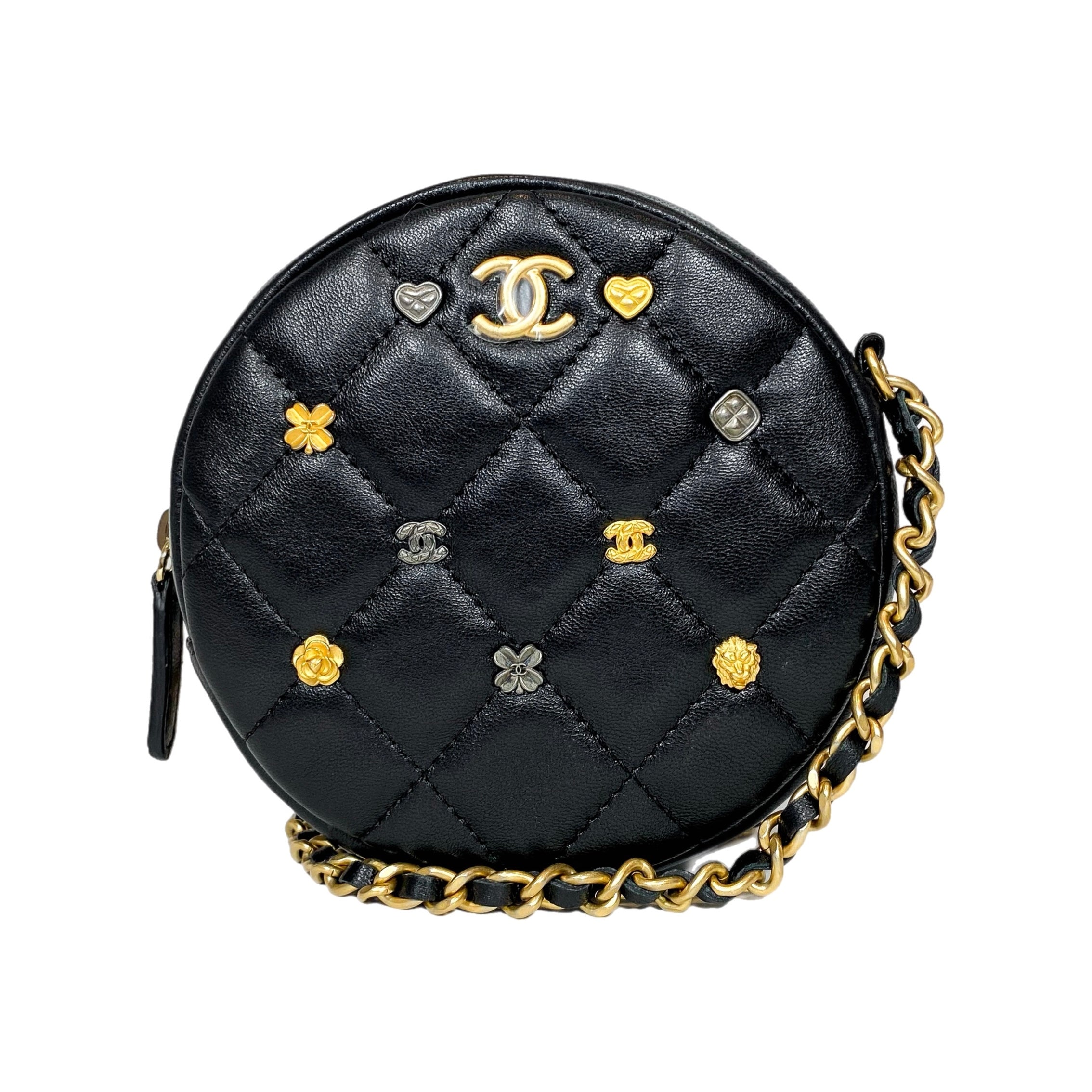 Chanel Black Lucky Charms Clutch with Chain