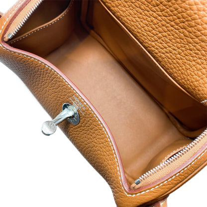 Hermes Mini Lindy Gold Clemence Palladium Hardware