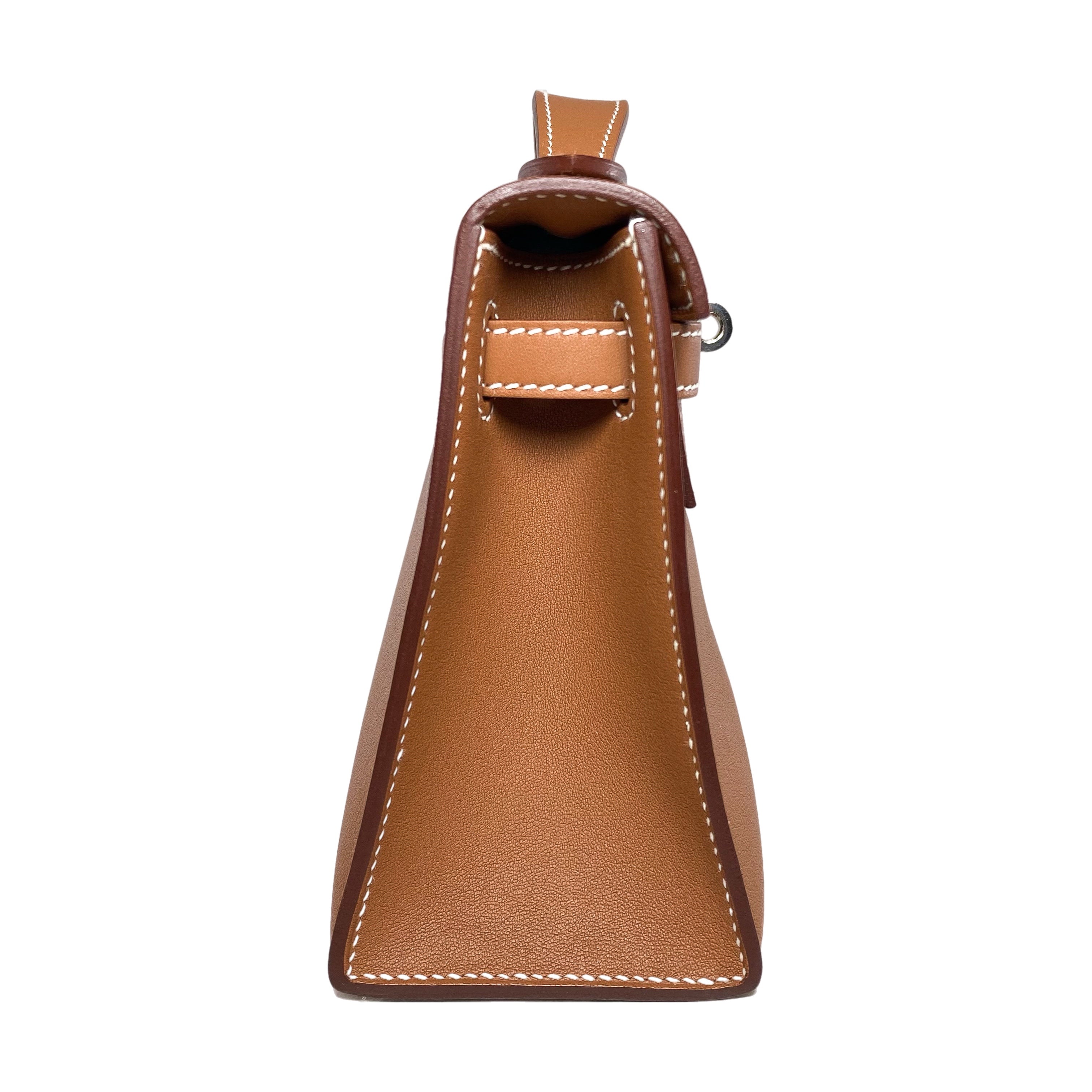 Hermes Kelly Pochette Gold Swift Palladium Hardware