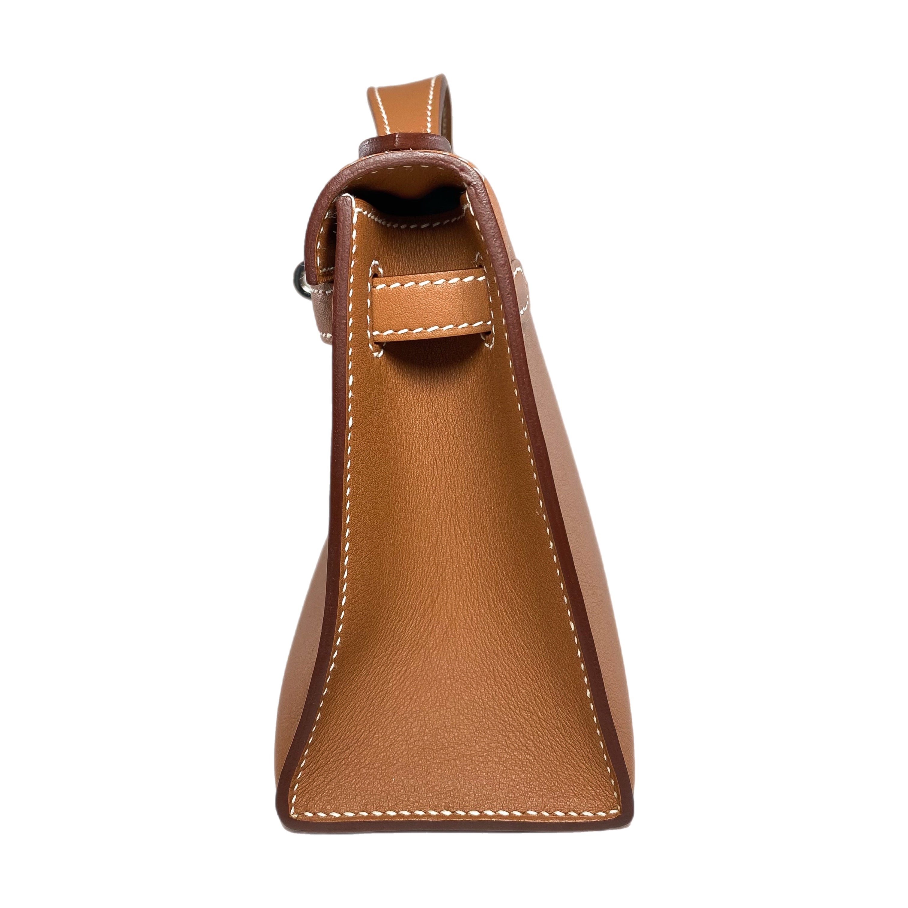 Hermes Kelly Pochette Gold Swift Palladium Hardware