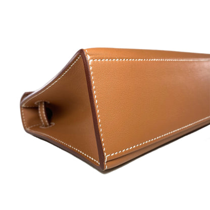 Hermes Kelly Pochette Gold Swift Palladium Hardware