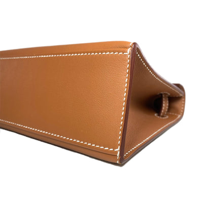 Hermes Kelly Pochette Gold Swift Palladium Hardware