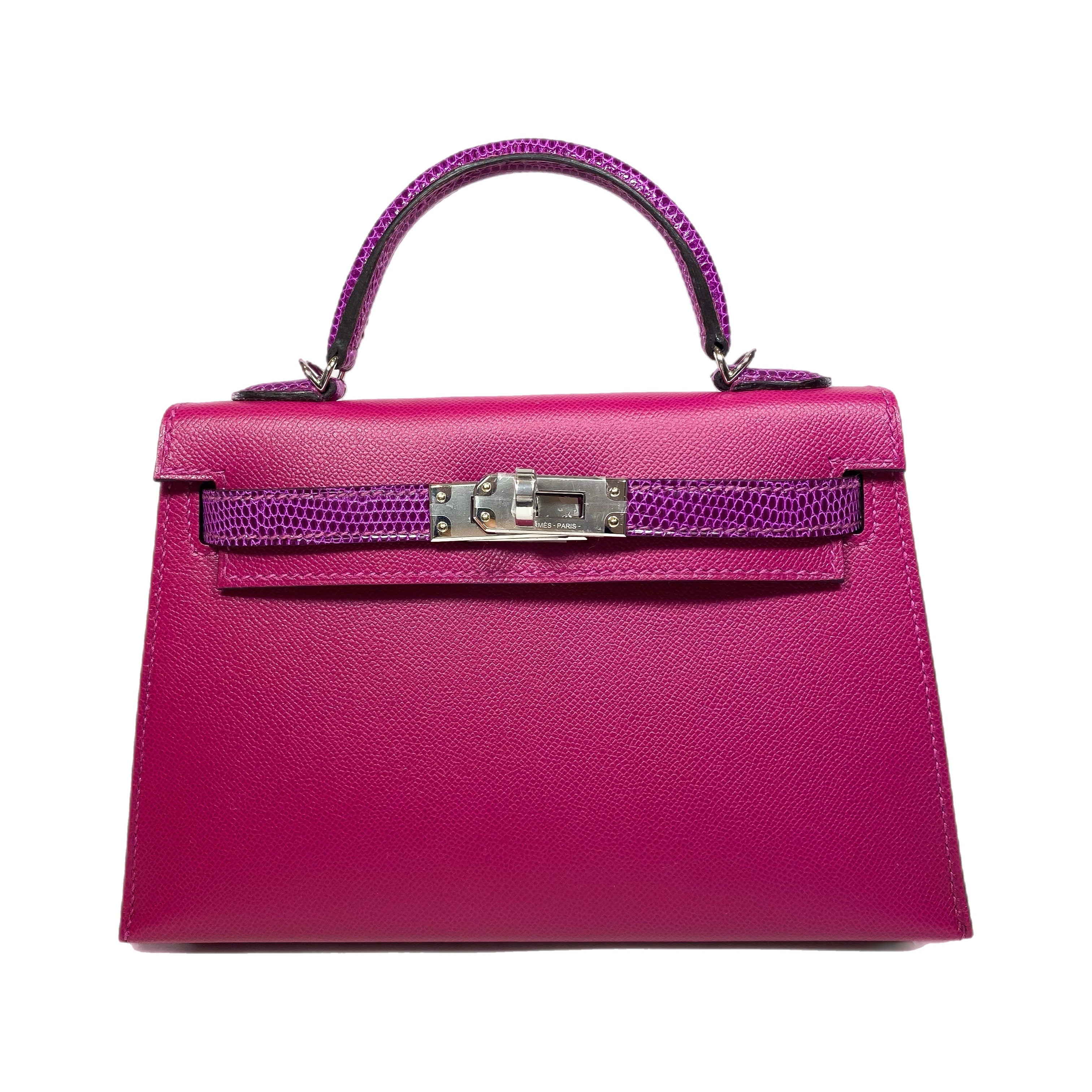 Hermes Mini Kelly 20 Rose Pourpre Madame Touch Lizard Palladium Hardware