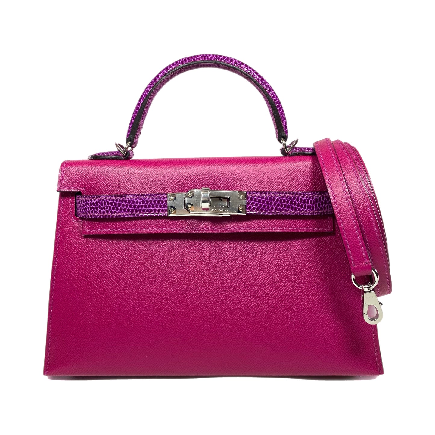Hermes Mini Kelly 20 Rose Pourpre Madame Touch Lizard Palladium Hardware