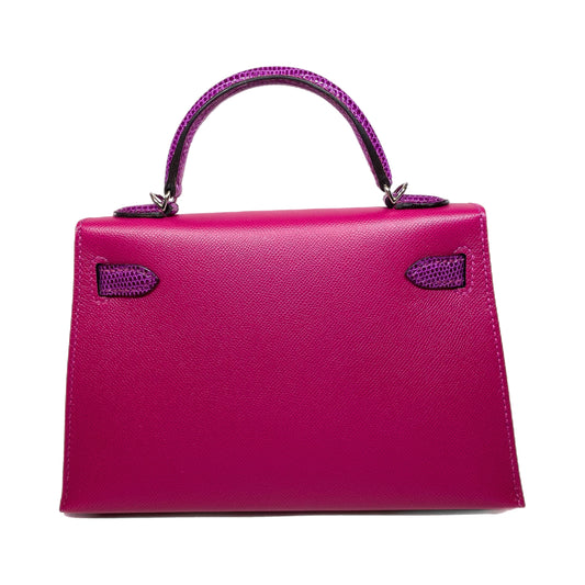 Hermes Mini Kelly 20 Rose Pourpre Madame Touch Lizard Palladium Hardware