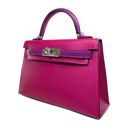 Hermes Mini Kelly 20 Rose Pourpre Madame Touch Lizard Palladium Hardware