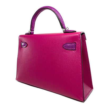 Hermes Mini Kelly 20 Rose Pourpre Madame Touch Lizard Palladium Hardware