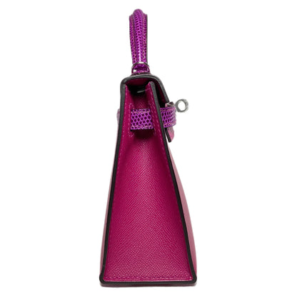 Hermes Mini Kelly 20 Rose Pourpre Madame Touch Lizard Palladium Hardware