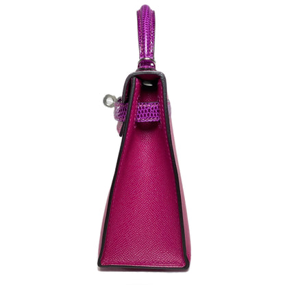 Hermes Mini Kelly 20 Rose Pourpre Madame Touch Lizard Palladium Hardware