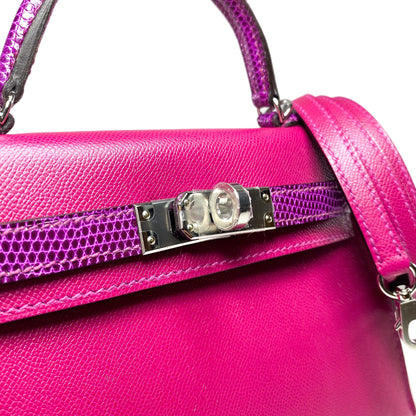 Hermes Mini Kelly 20 Rose Pourpre Madame Touch Lizard Palladium Hardware