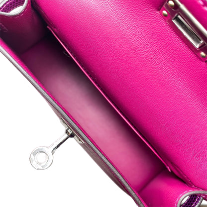 Hermes Mini Kelly 20 Rose Pourpre Madame Touch Lizard Palladium Hardware