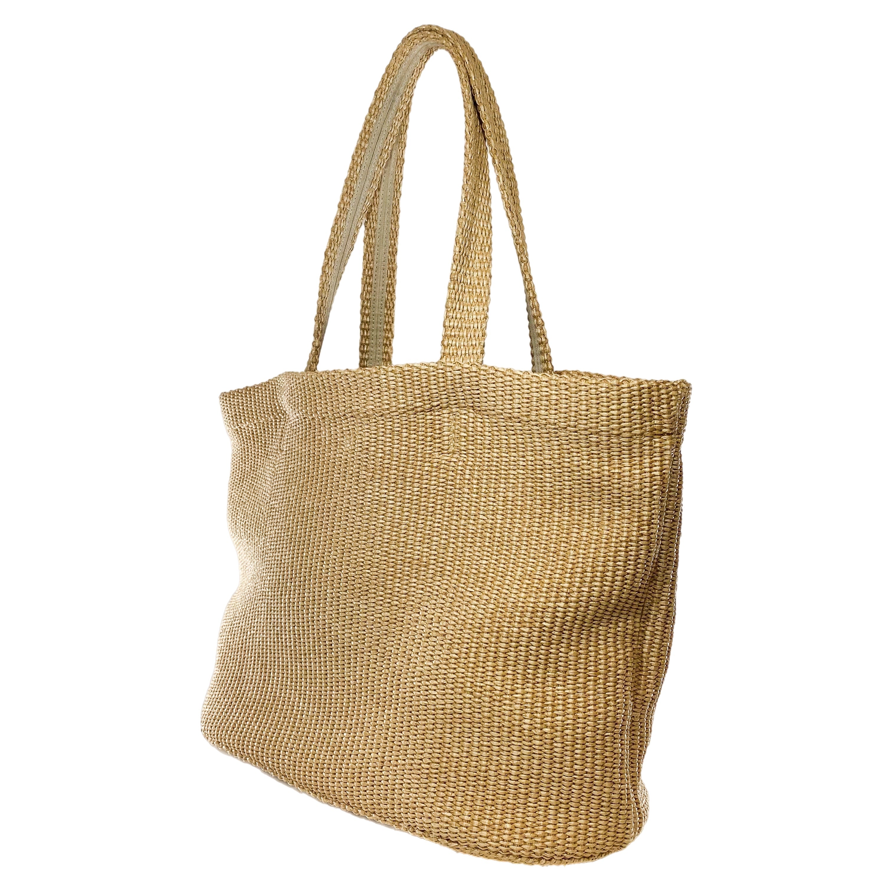 Jimmy Choo Miami Beige Raffia Tote Bag