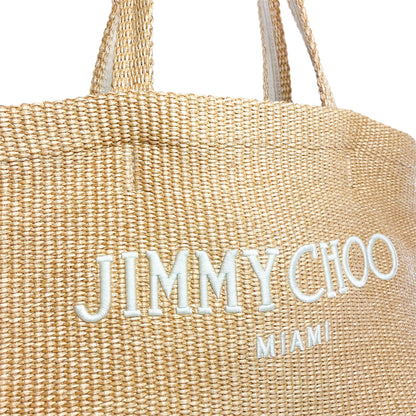 Jimmy Choo Miami Beige Raffia Tote Bag