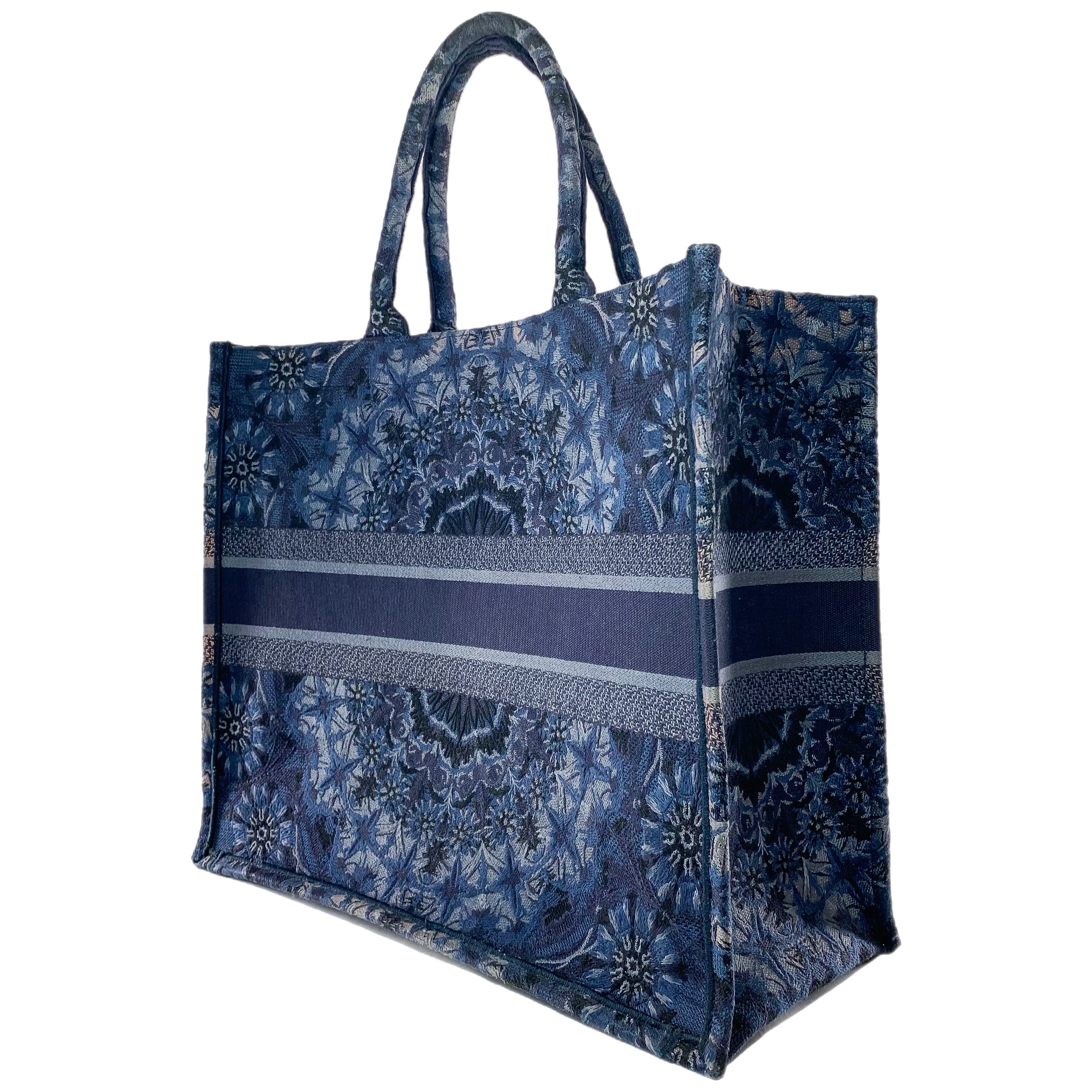 Dior Navy Jacquard Large Book Tote