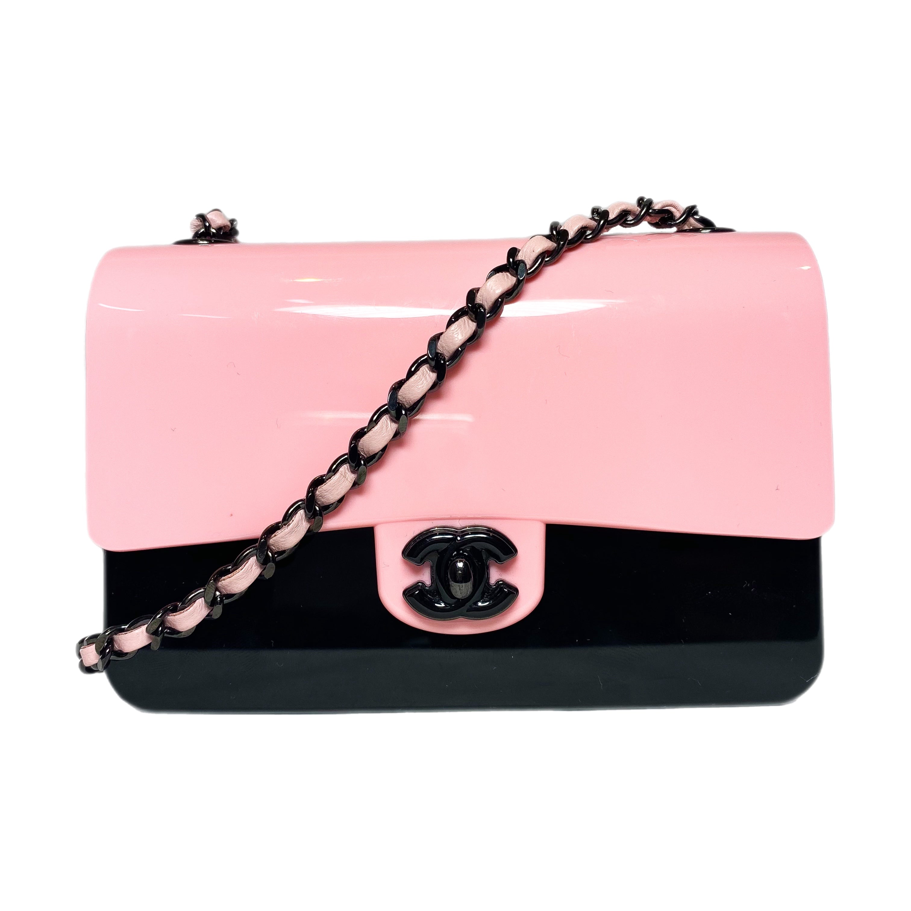 Chanel Pink Black Mini Evening Plexi Bag