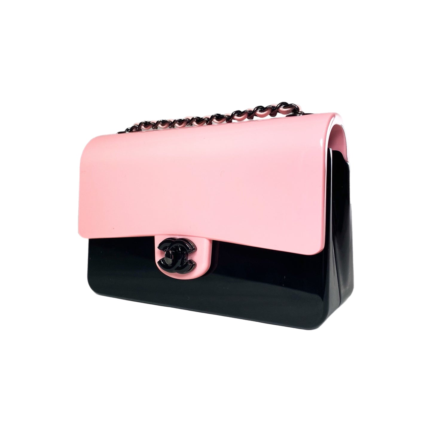 Chanel Pink Black Mini Evening Plexi Bag