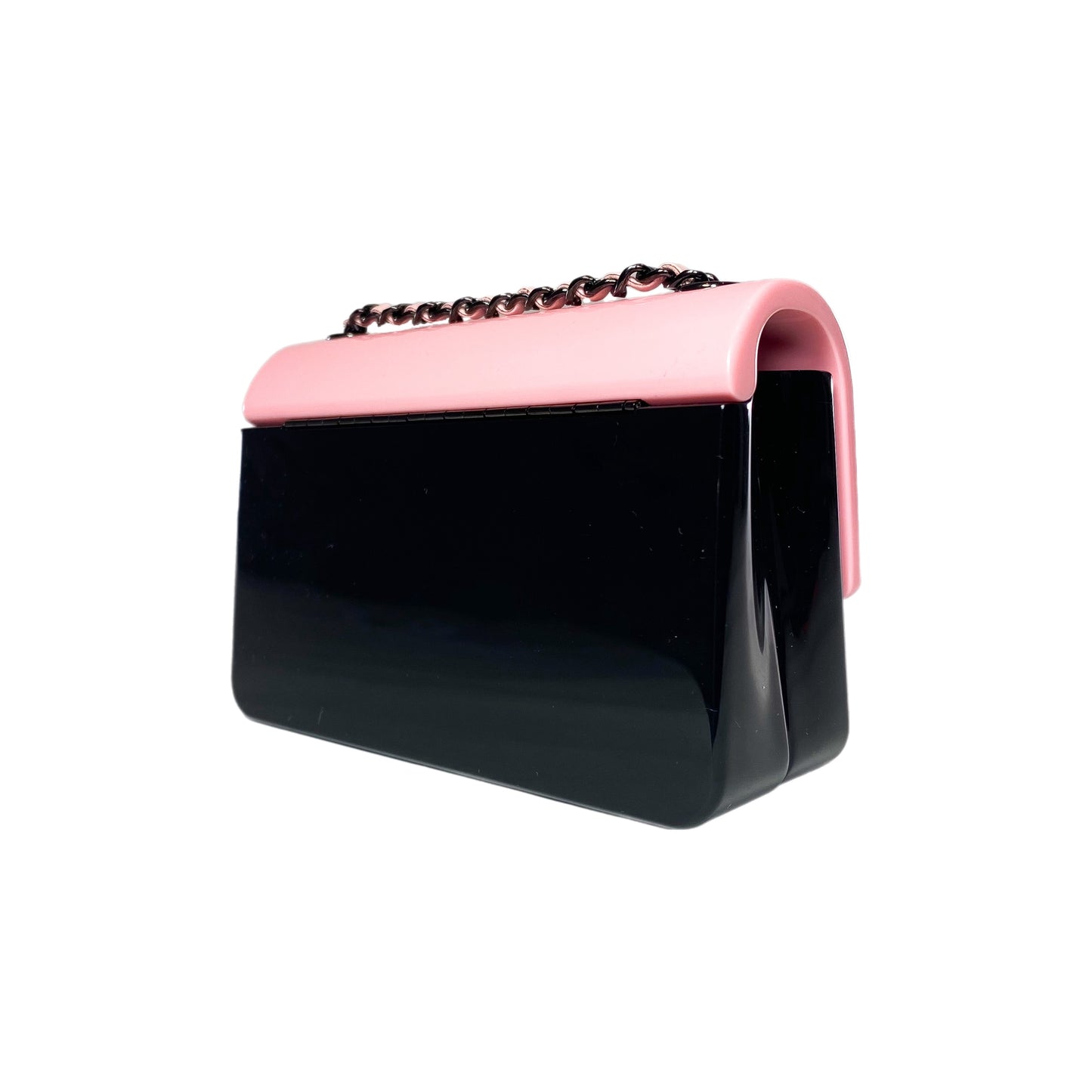Chanel Pink Black Mini Evening Plexi Bag