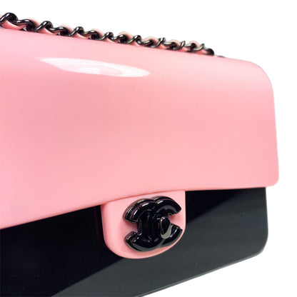 Chanel Pink Black Mini Evening Plexi Bag
