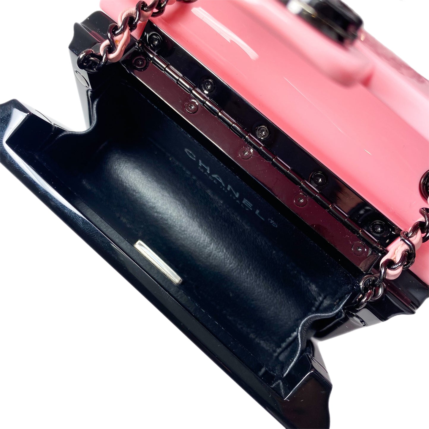 Chanel Pink Black Mini Evening Plexi Bag