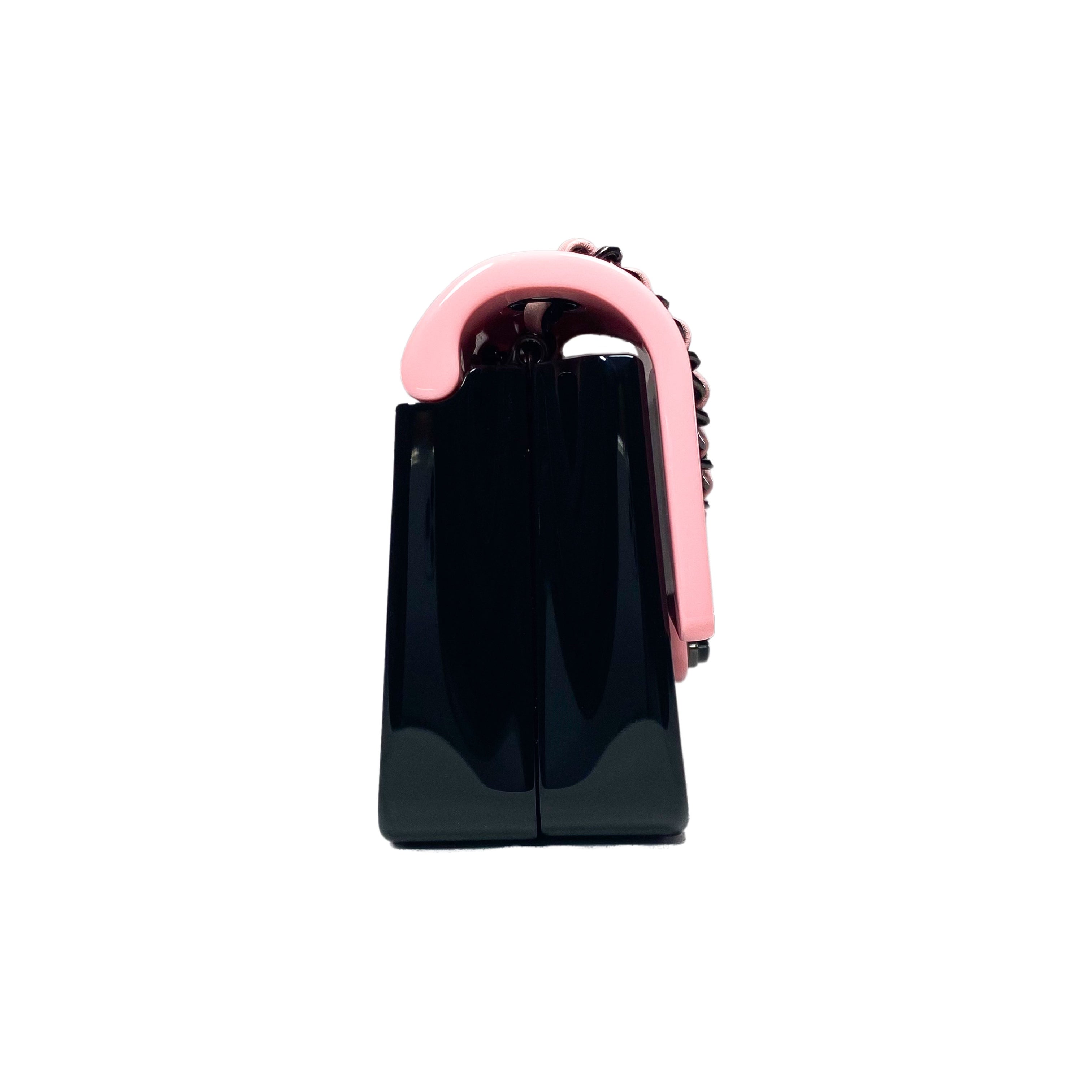 Chanel Pink Black Mini Evening Plexi Bag