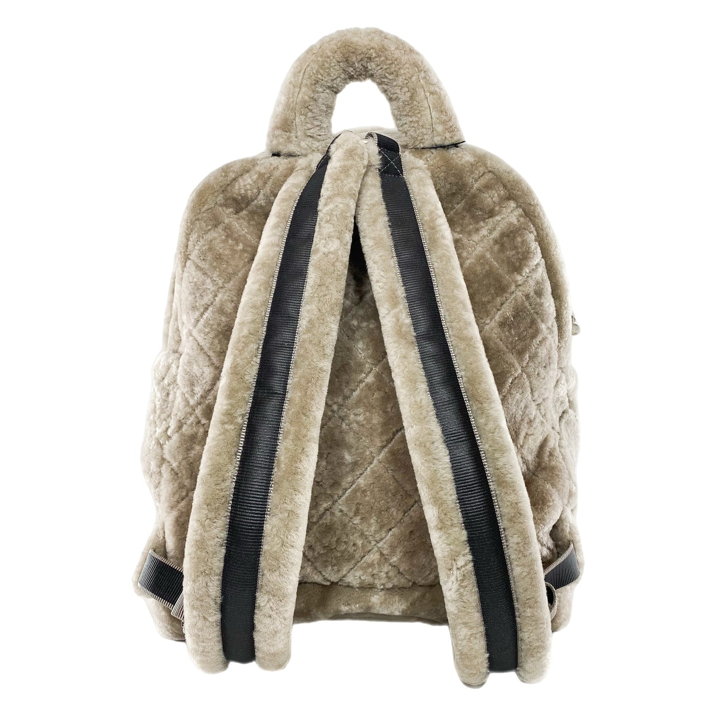 Chanel Gray Shearling Doudoune Backpack