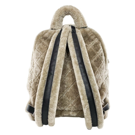 Chanel Gray Shearling Doudoune Backpack