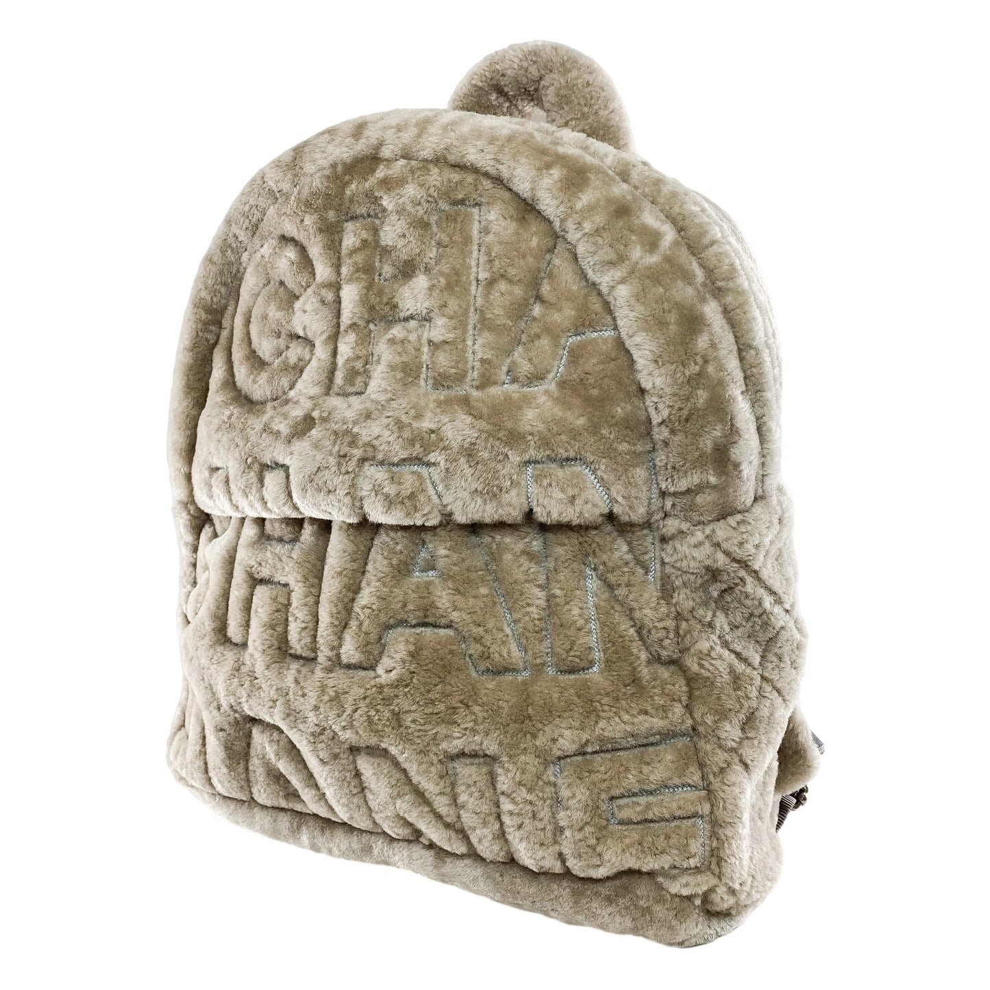 Chanel Gray Shearling Doudoune Backpack