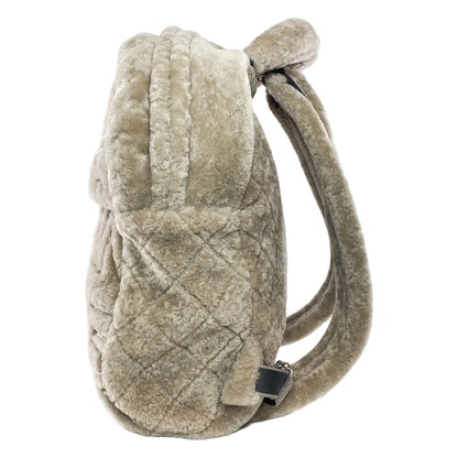 Chanel Gray Shearling Doudoune Backpack