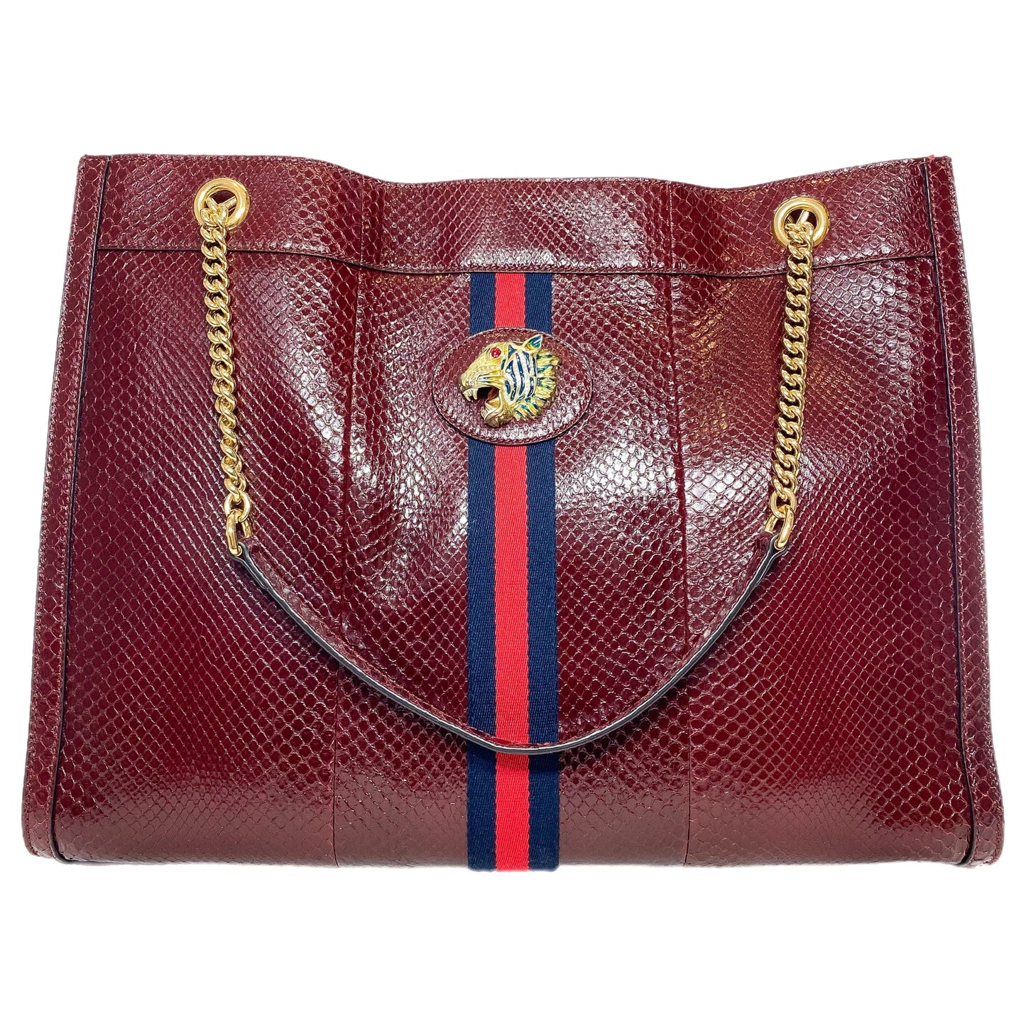Gucci Burgundy Python Rajah Tote Bag