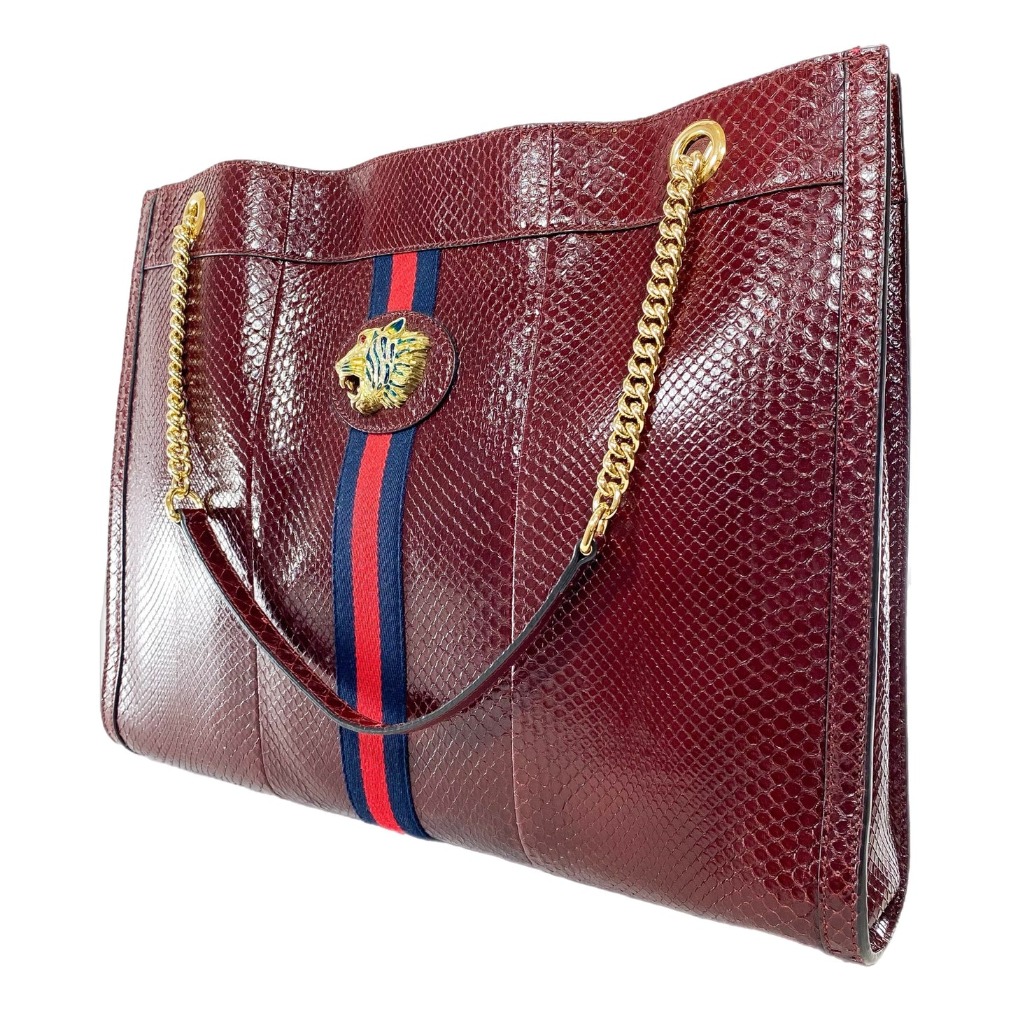 Gucci Burgundy Python Rajah Tote Bag