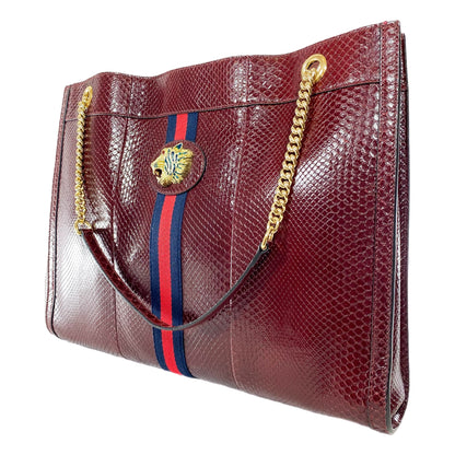 Gucci Burgundy Python Rajah Tote Bag