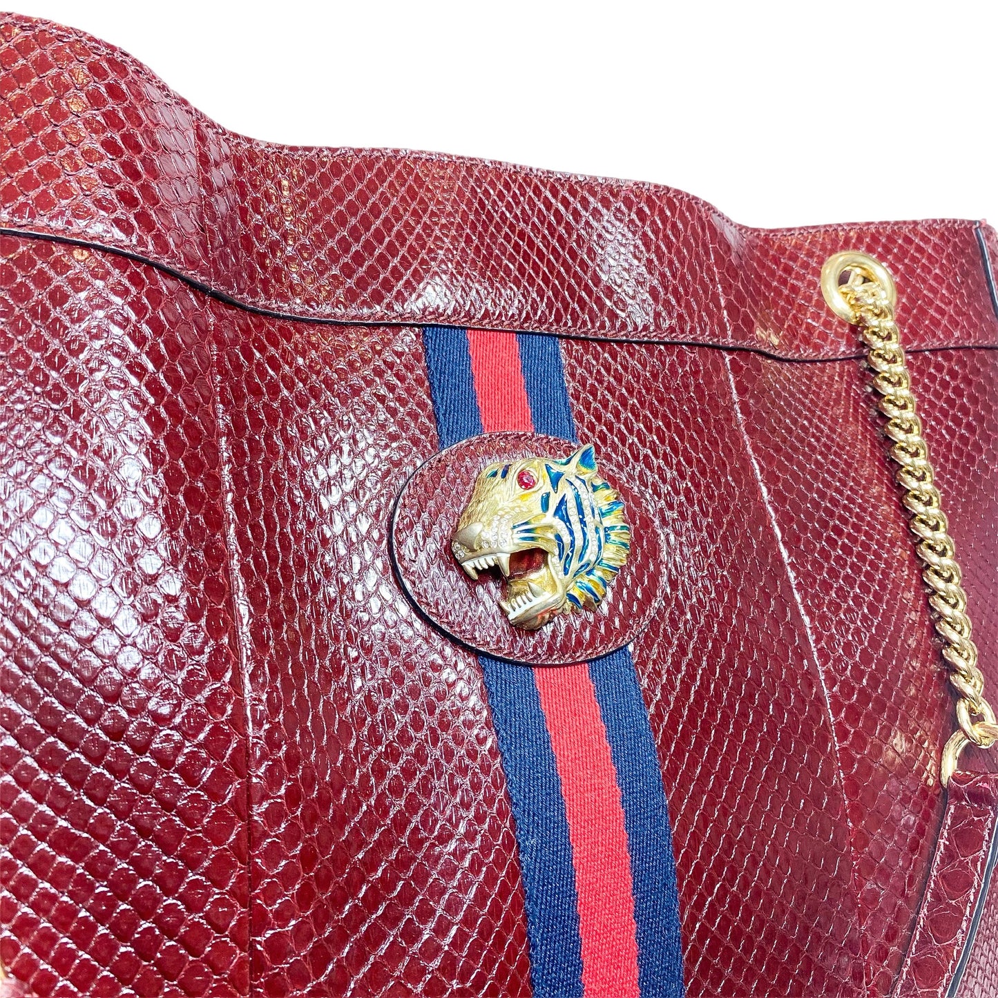 Gucci Burgundy Python Rajah Tote Bag