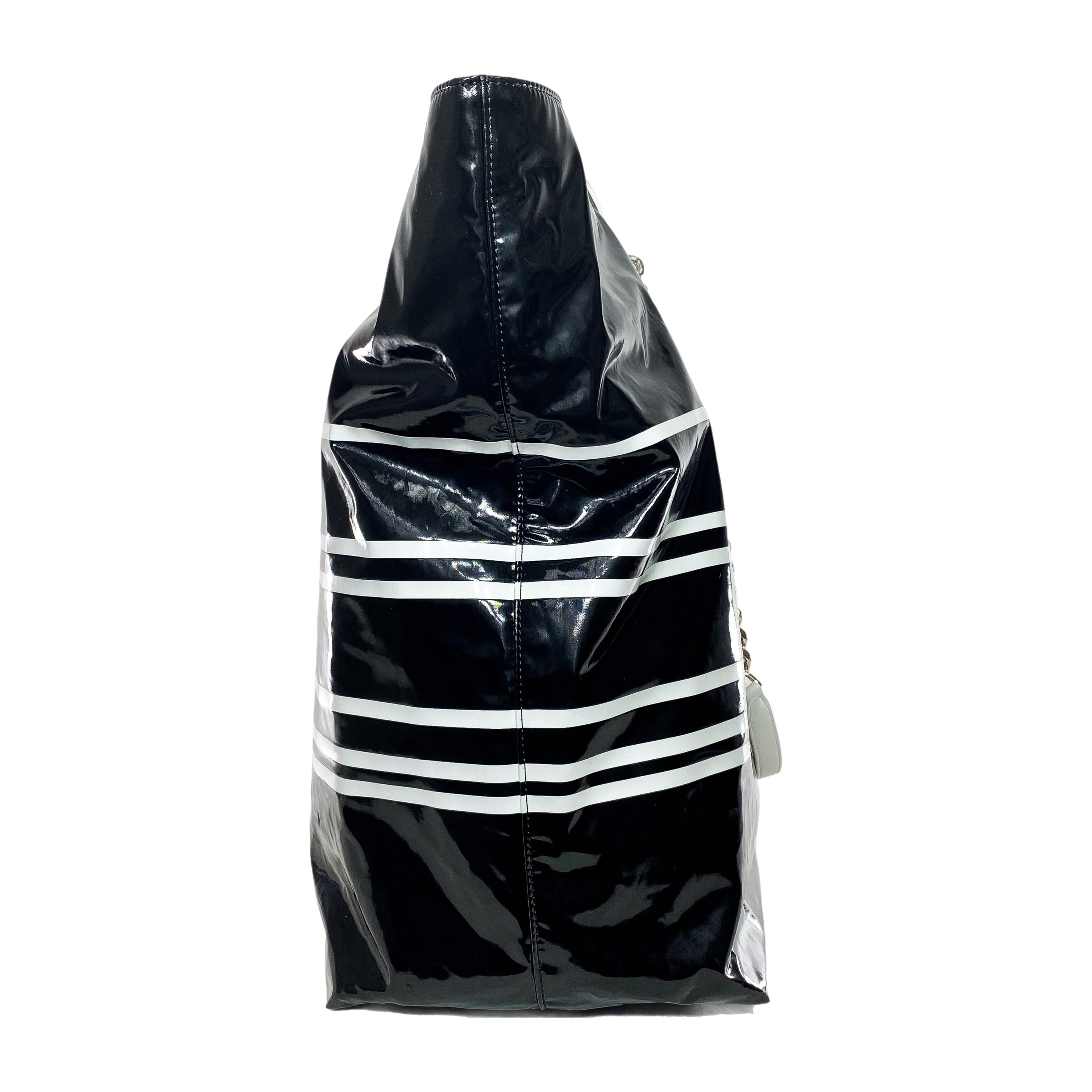 Chanel Black White Vinyl La Pausa Bay Shopping Bag