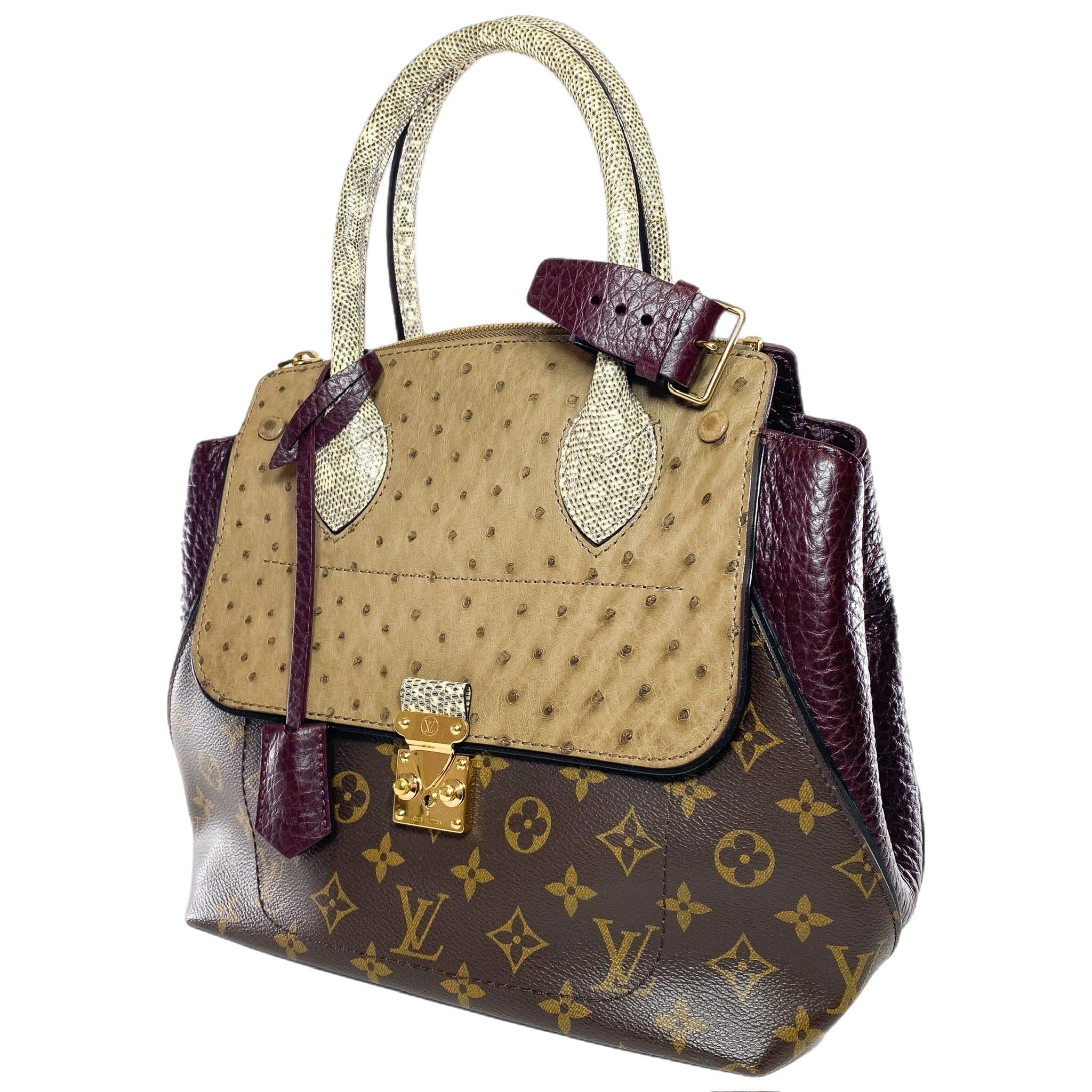 Louis Vuitton Bordeaux Ostrich Lizard Majestueux Tote MM