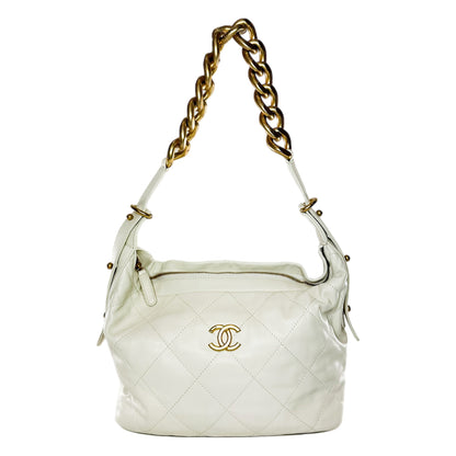 Chanel White Quilted Daily Hobo Bag