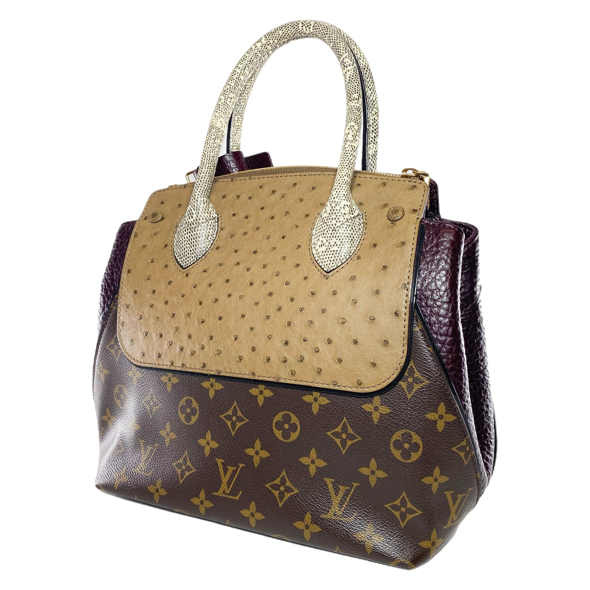 Louis Vuitton Bordeaux Ostrich Lizard Majestueux Tote MM