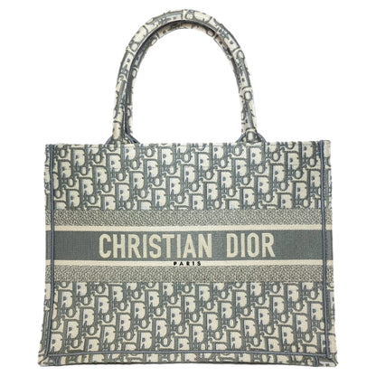 Dior Medium Ecru Gray Oblique Embroidered Book Tote