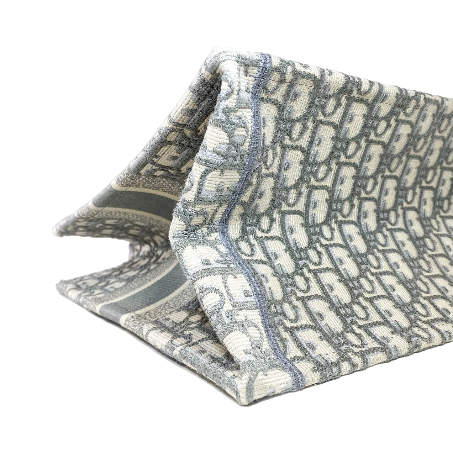 Dior Medium Ecru Gray Oblique Embroidered Book Tote