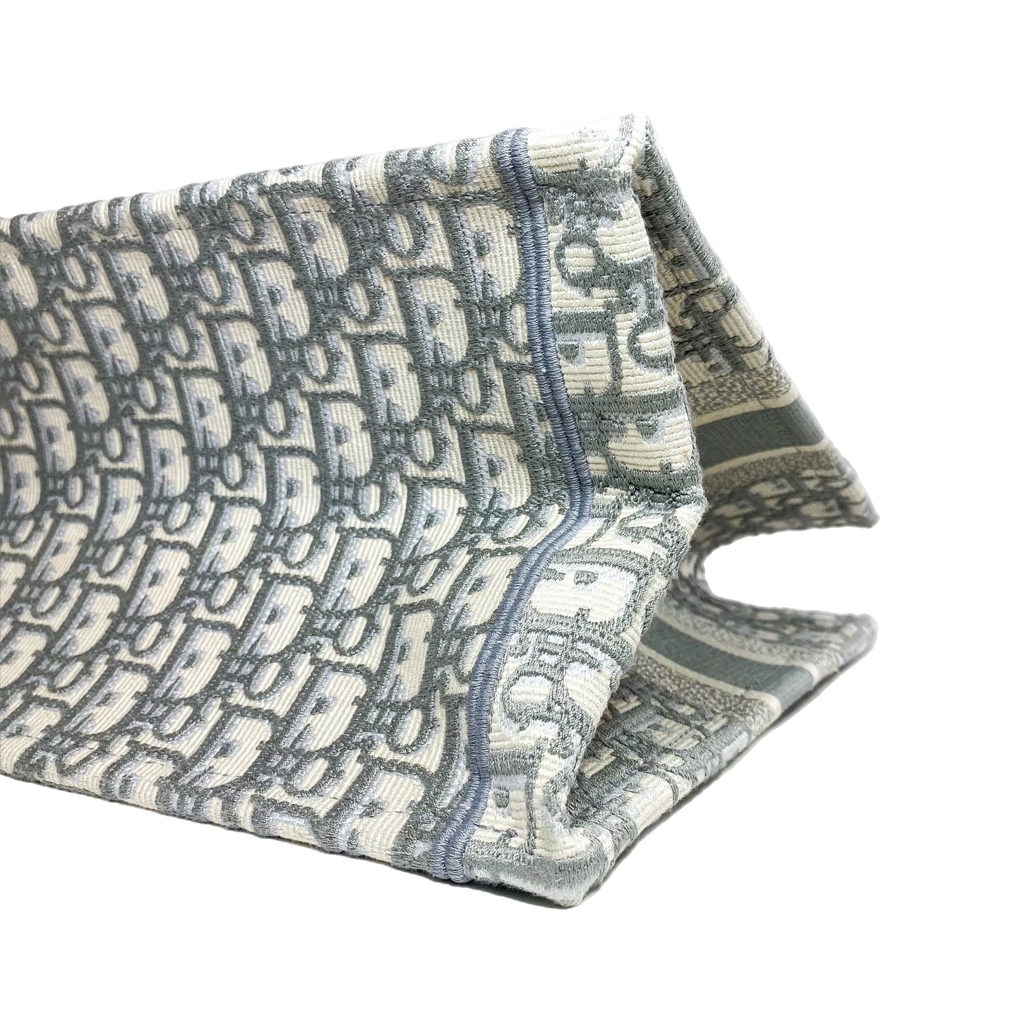 Dior Medium Ecru Gray Oblique Embroidered Book Tote