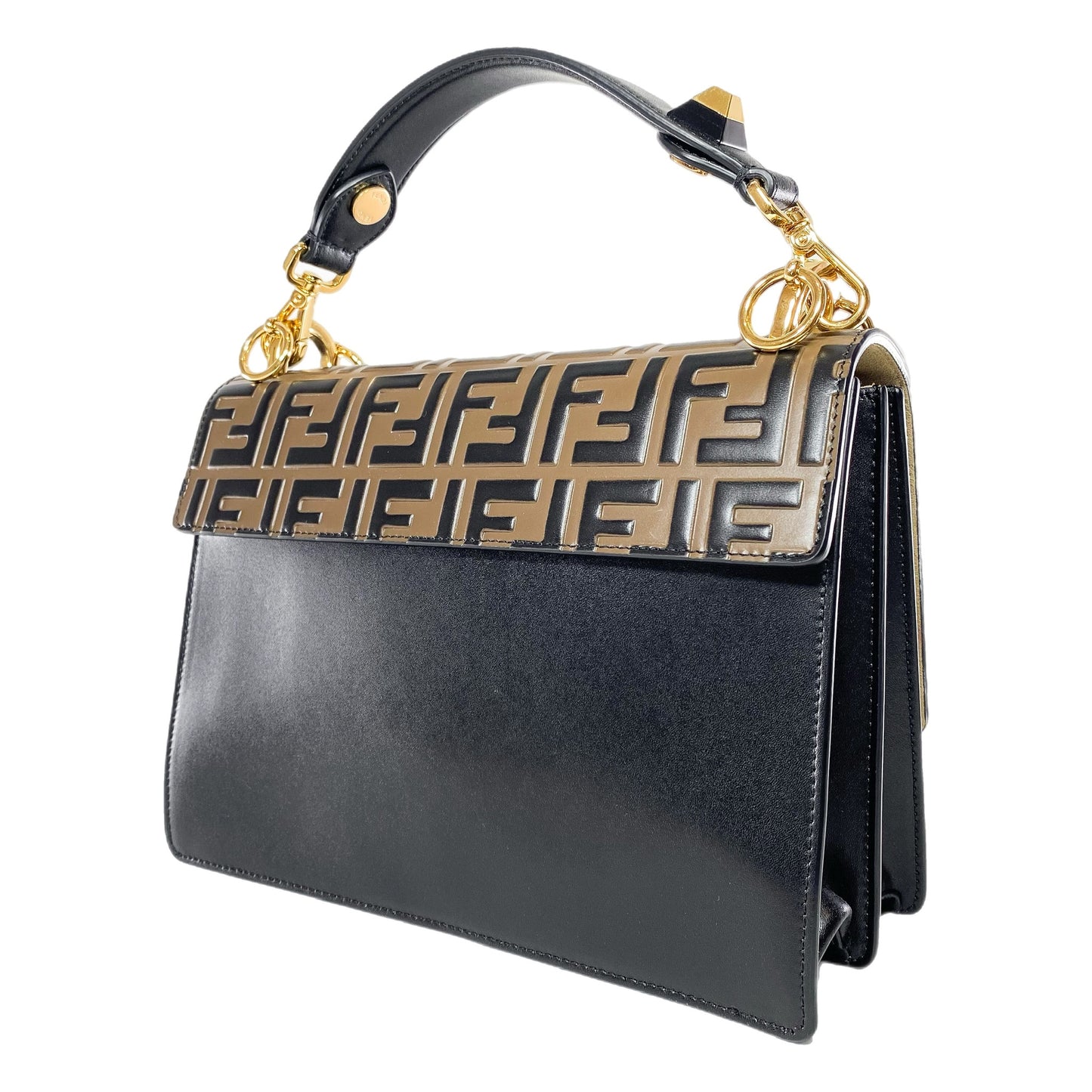 Fendi Vitello Liberty Bi-Color FF 1974 Embossed Kan I Shoulder Bag