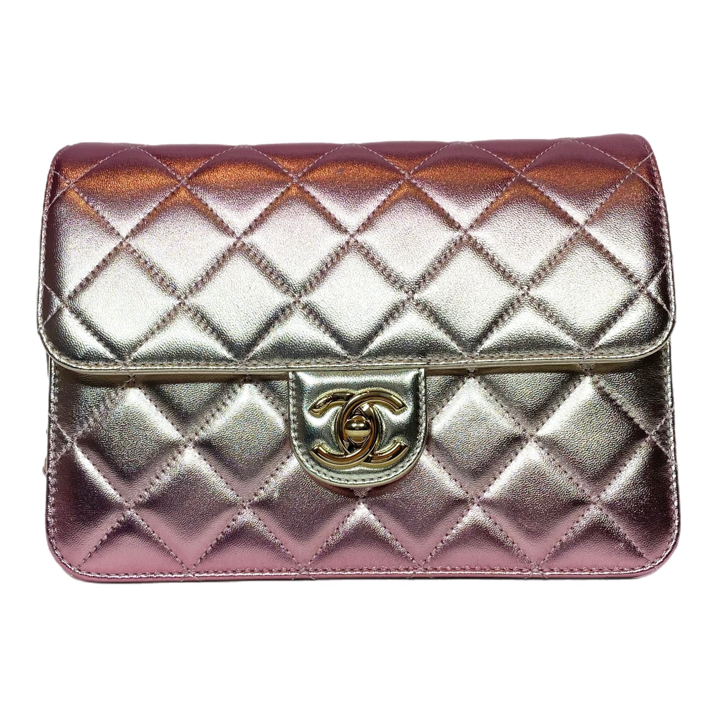 Chanel Like A Wallet Pink Gradient Metallic Quilted Flap Bag