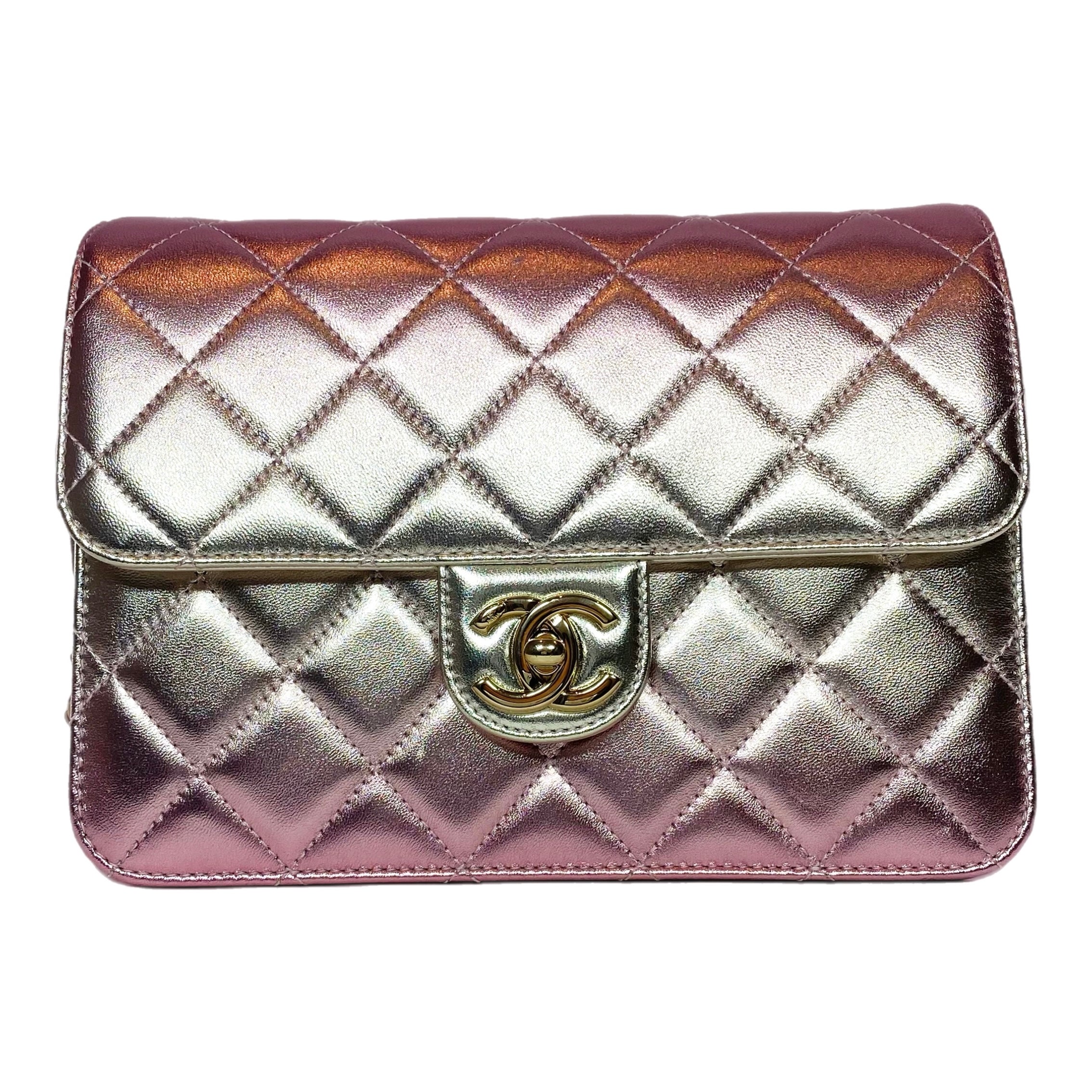 Chanel Like A Wallet Pink Gradient Metallic Quilted Flap Bag