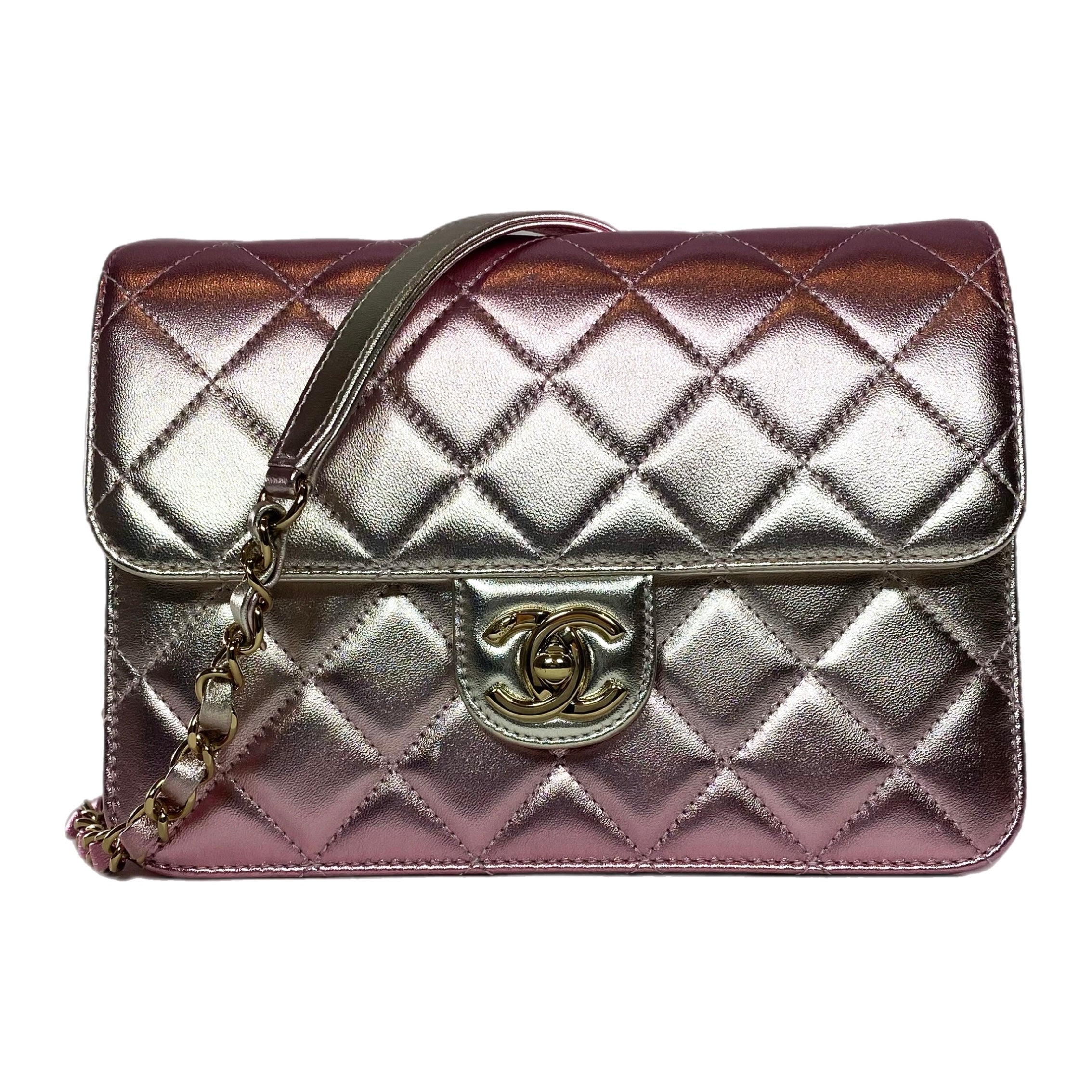 Chanel Like A Wallet Pink Gradient Metallic Quilted Flap Bag