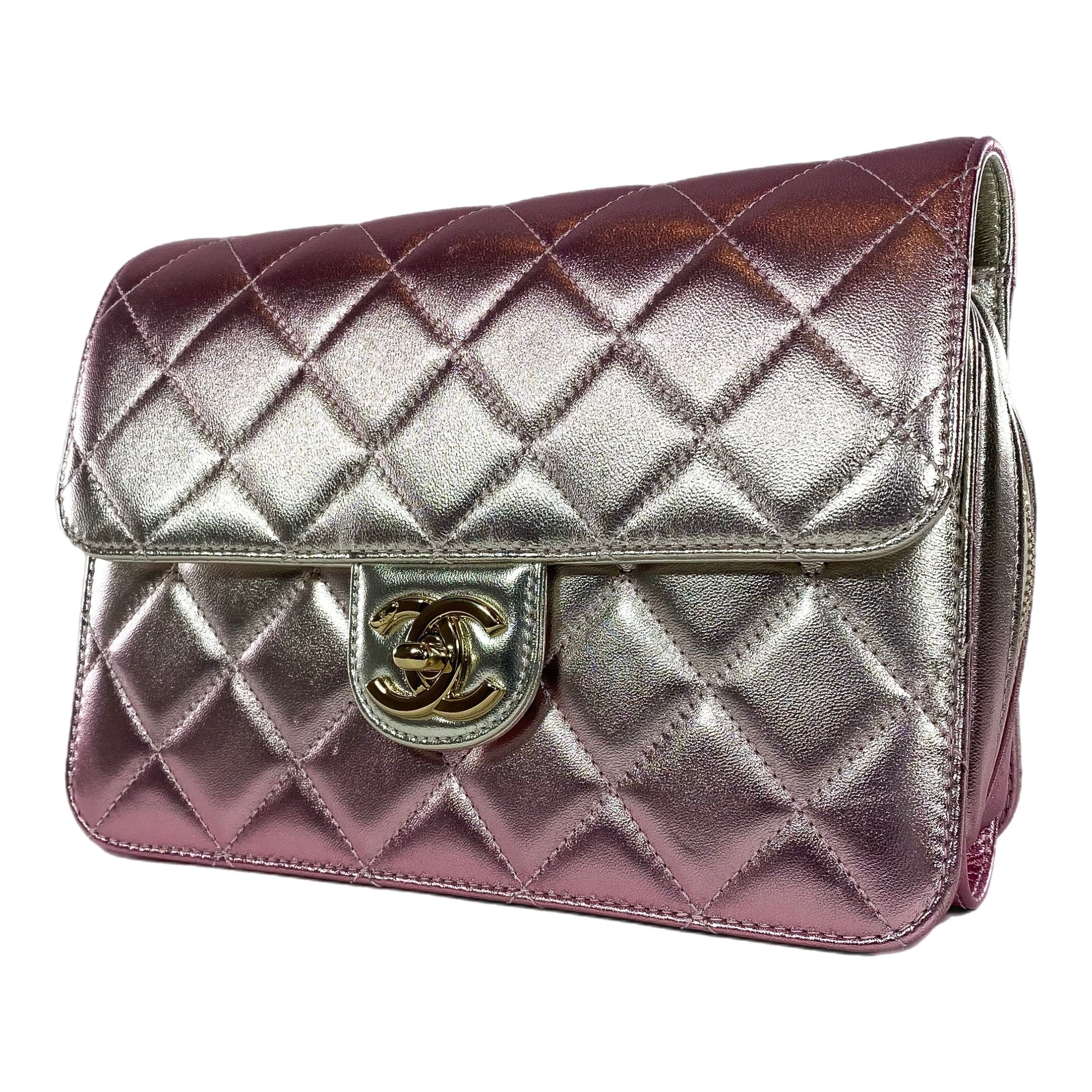 Chanel Like A Wallet Pink Gradient Metallic Quilted Flap Bag