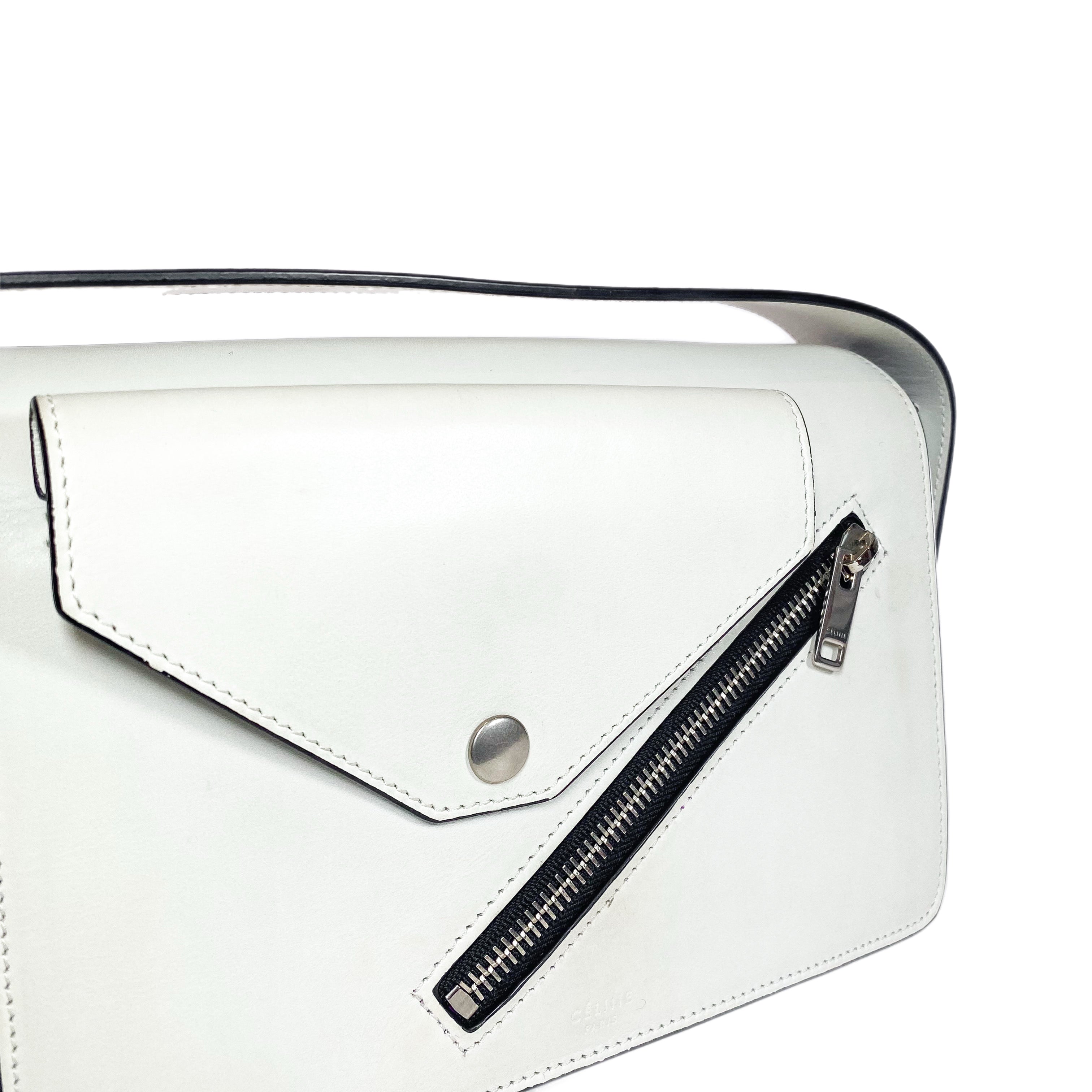 Celine White Medium Biker Case Shoulder Bag