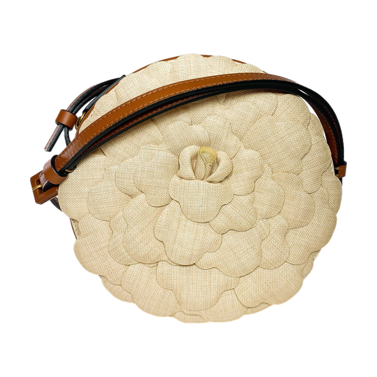 Valentino Beige Natural Rose Ed Atelier 03 Round Crossbody Bag
