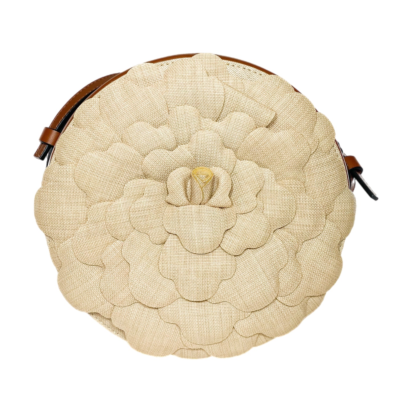 Valentino Beige Natural Rose Ed Atelier 03 Round Crossbody Bag
